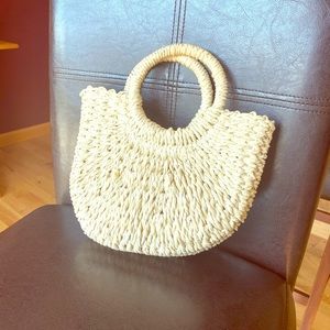 Drawstring Mini Woven basket bag